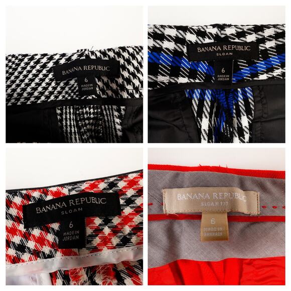 Lot of 4 Banana Republic Womens 6 Pants Slone Fit Wide Tapered Leg Plaid - Picture 6 of 9